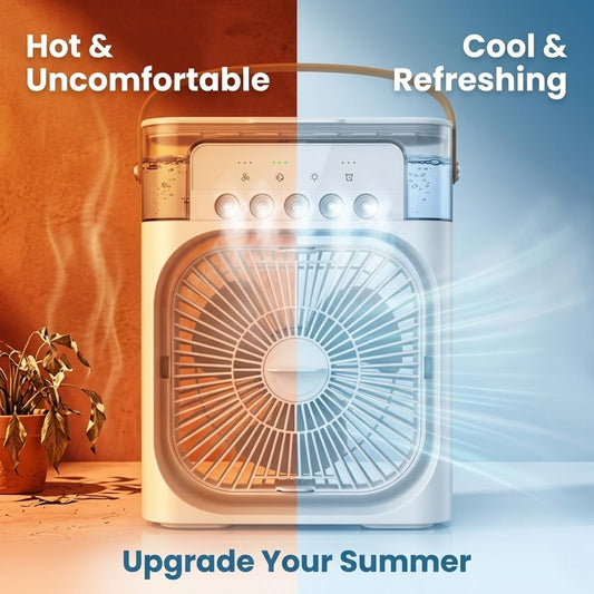 Mini Cooler for Room Cooling Portable Mini Fan Cooler with 7 Colors LED Light, 3 Wind Speeds and 3 Spray Modes for Office, Home, Dorm, Travel (Random Color)