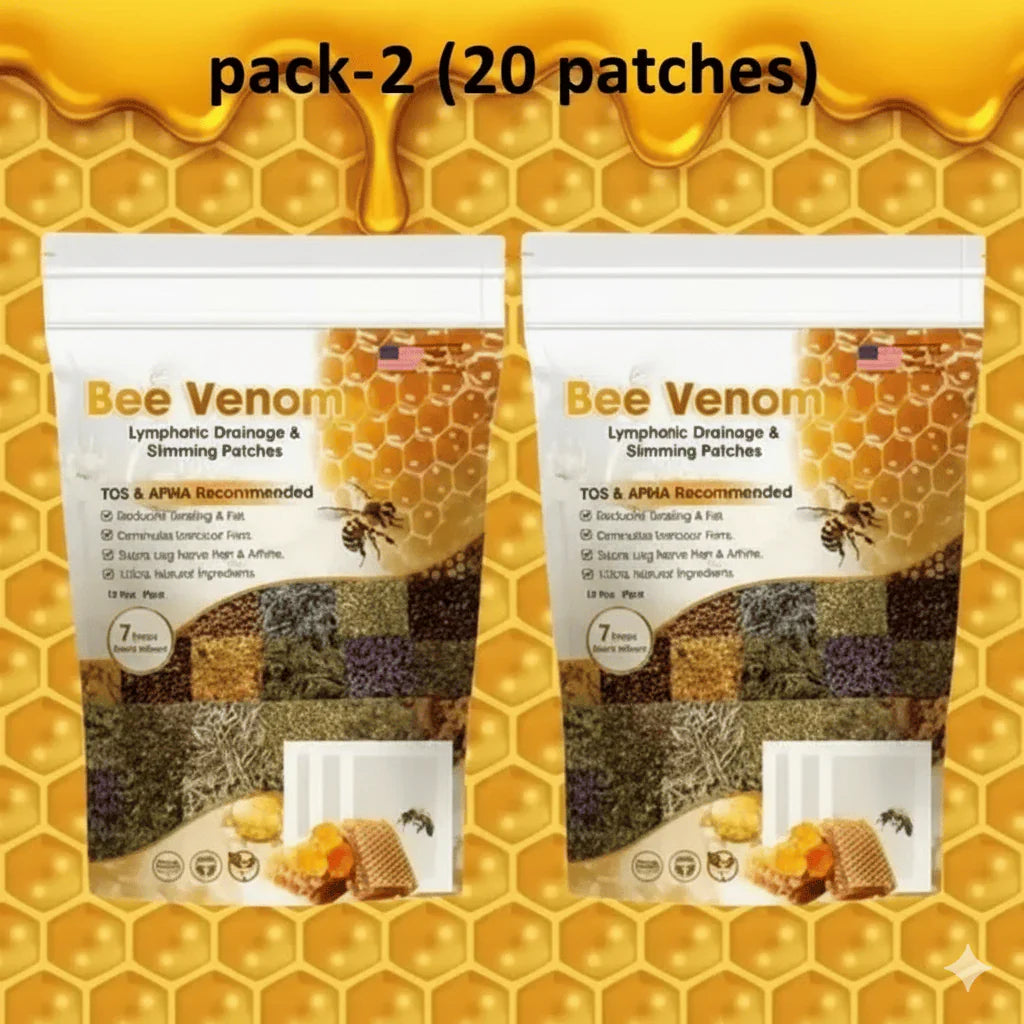 Bee Venom Foot Patches Pack of 2 (10 Patches + 10 FREE)–Stress Relief & Relaxation Pads, Overnight Detox Therapy, Sleep Support & Comfort