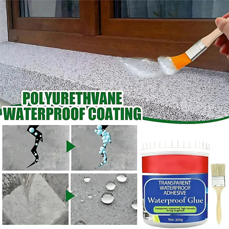 Transparent Waterproof Glue Solution + Free Brush ( BUY 1 GET 1 FREE )