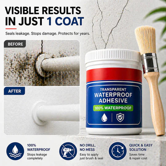 Transparent Waterproof Glue Solution + Free Brush ( BUY 1 GET 1 FREE )