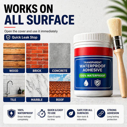 Transparent Waterproof Glue Solution + Free Brush ( BUY 1 GET 1 FREE )