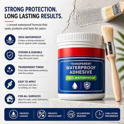 Transparent Waterproof Glue Solution + Free Brush ( BUY 1 GET 1 FREE )