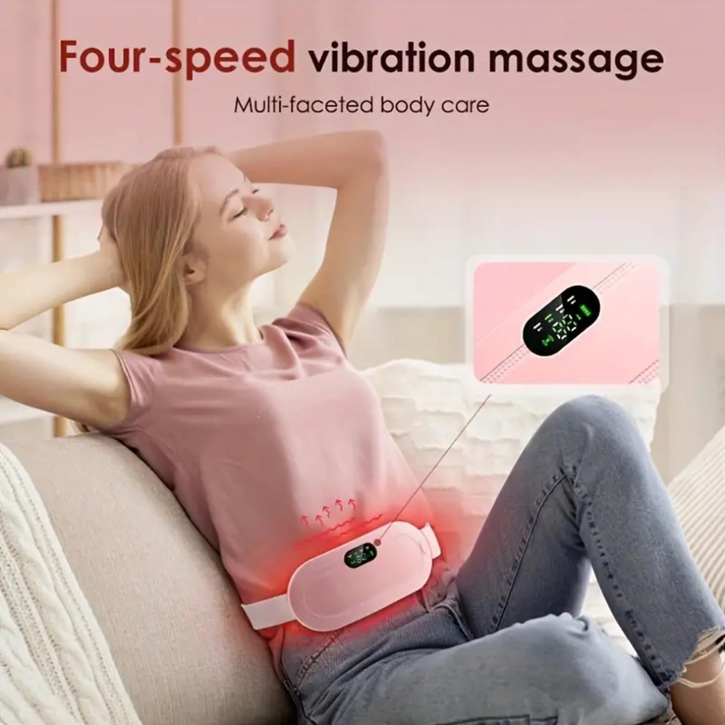 Period Cramp Relief Massager with Heating Pad for Back Pain|Belly Belt