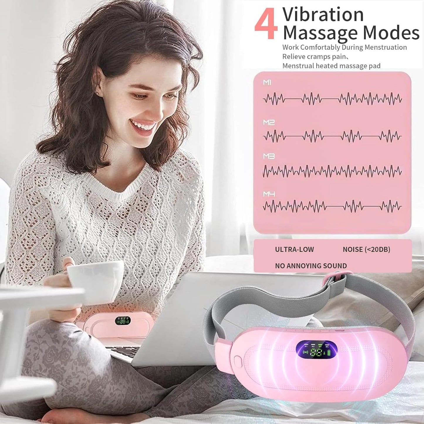 Period Cramp Relief Massager with Heating Pad for Back Pain|Belly Belt