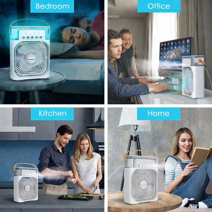 Ice-Cool Mist Portable AC Fan with 3-Speed Humidifier