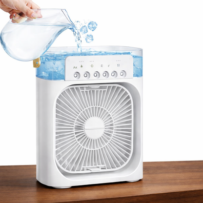 Ice-Cool Mist Portable AC Fan with 3-Speed Humidifier
